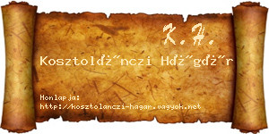Kosztolánczi Hágár névjegykártya